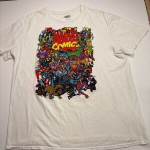 Marvel Comics Character Collage Graphic T-Shirt White Men's XL